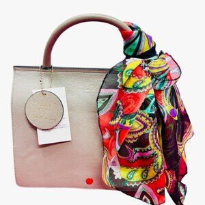 Every Day Shoulder/Hand bag by  AOD New York Leather Gray + Free Floral Chiffon